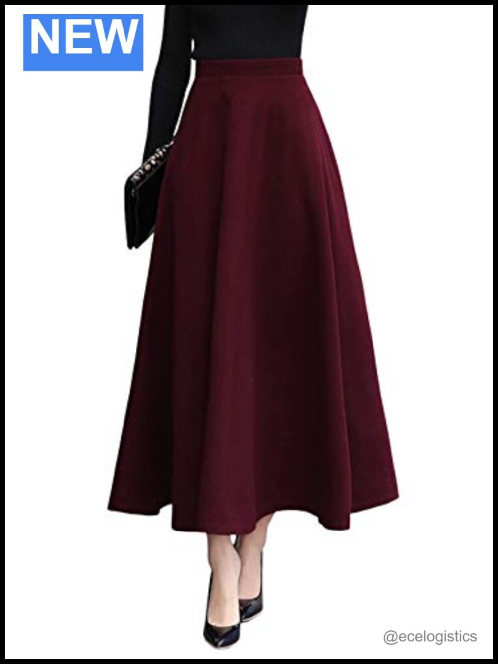 Wool-Blend High-Waist A-Line Maxi Skirt